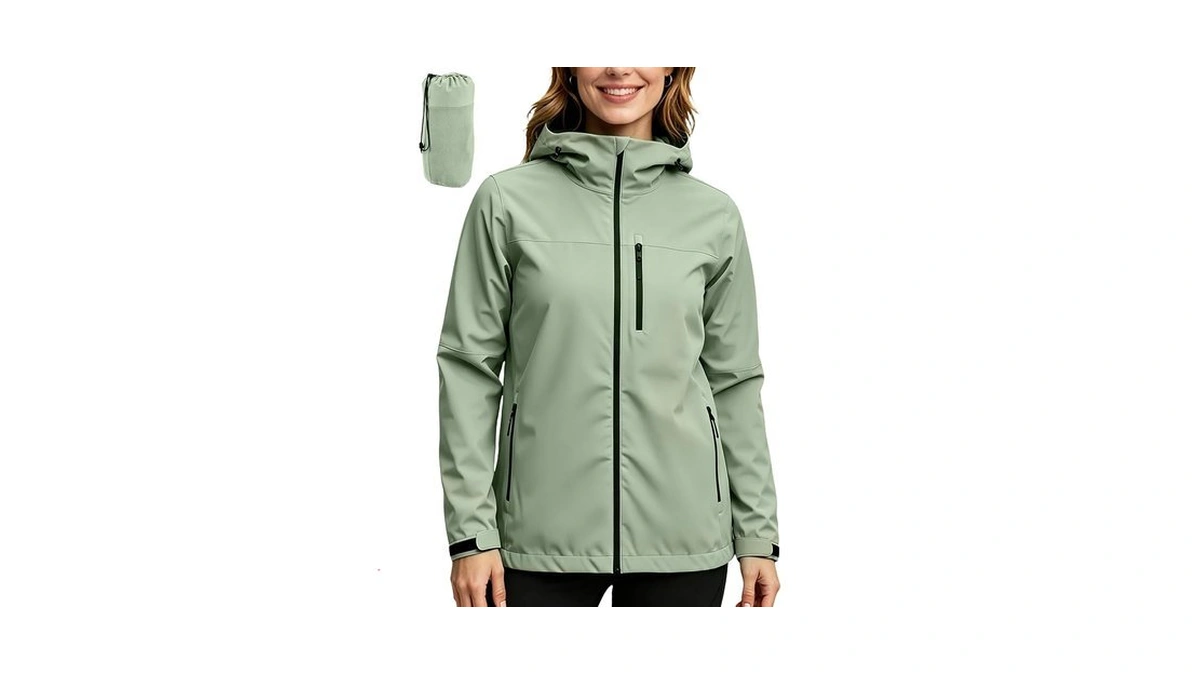 Accnuo Women's Rain Jacket Rain Coat Waterproof Windbreaker With Hood,lightweight