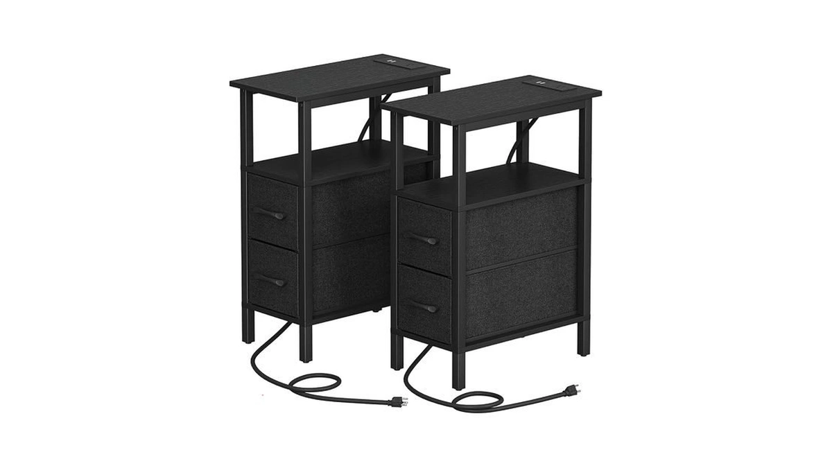 2 Set Narrow Side Table For Small Spaces, Skinny End