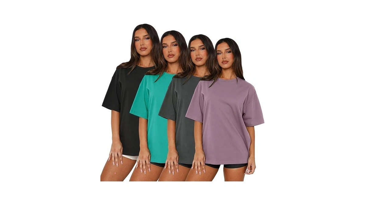 Amazon code: Mapick 4 Pack Oversized Tshirts For Wome