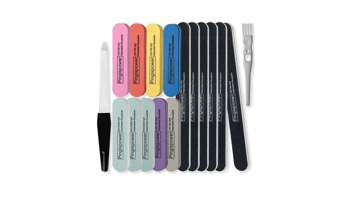 Pingispower Nail Files And Buffers, 17pcs Emery Boards & Buffer