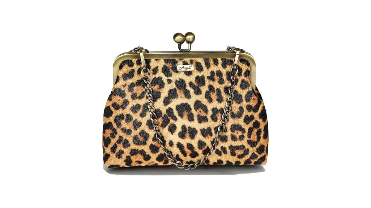 Abuyall Vintage Leopard Print Kiss Lock Retro Bag Brown-leopard-small-purse Small