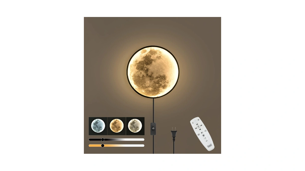 Skylumate Qiyimeilux Dimmable Moon Wall Sconce Plug In Modern Led
