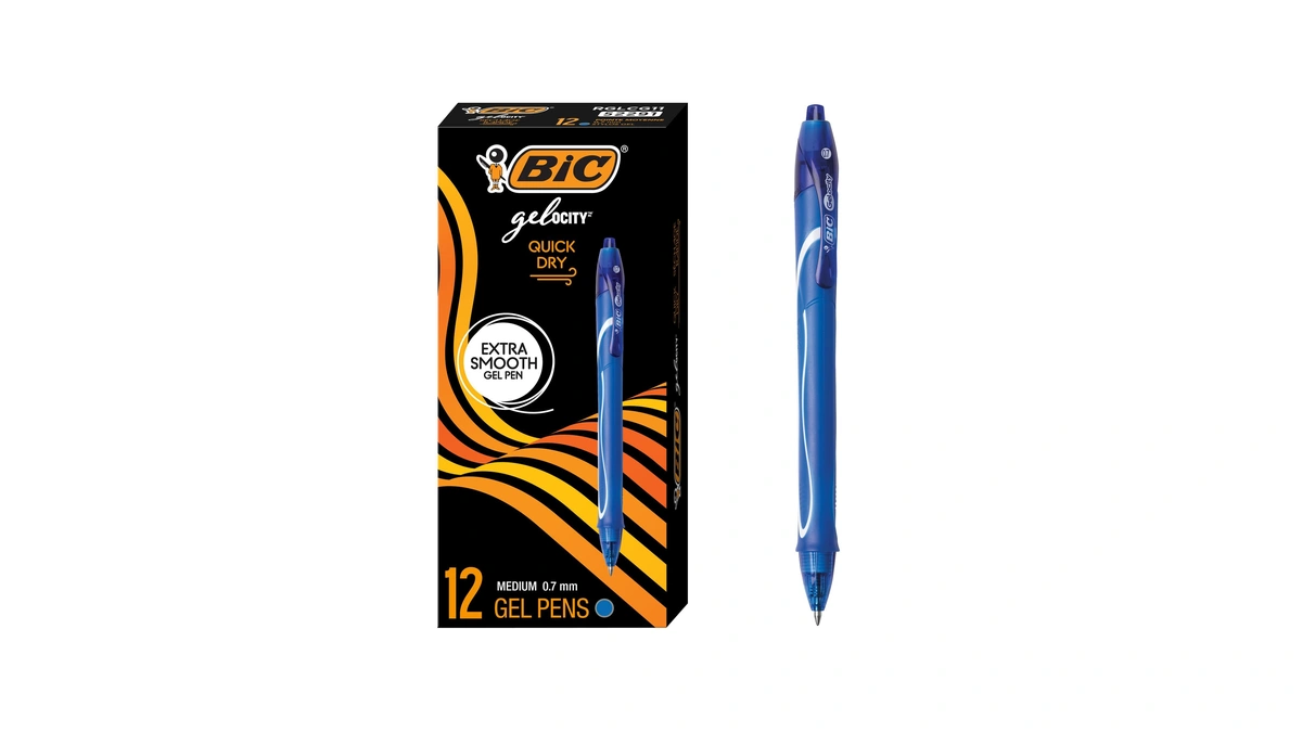 Bic Gelocity Quick Dry Blue Gel Pens, Medium Point (0.7