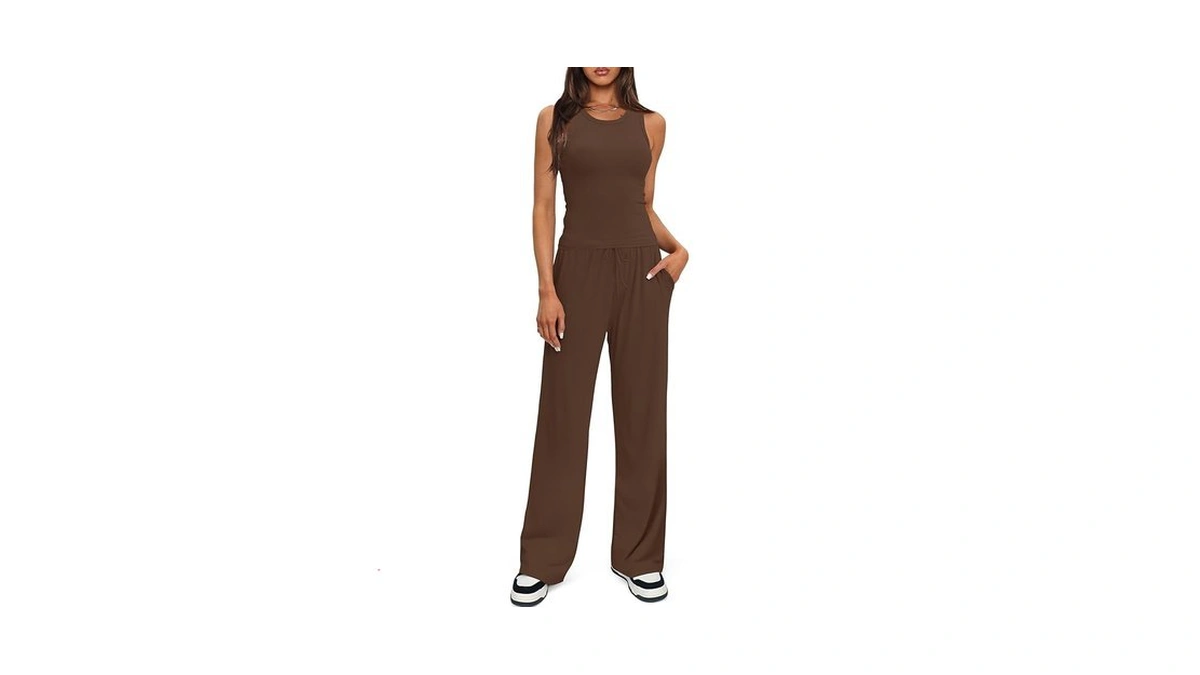 Darong Women's 2 Piece Outfits Sleeveless Lounge Sets 9054b Coffee