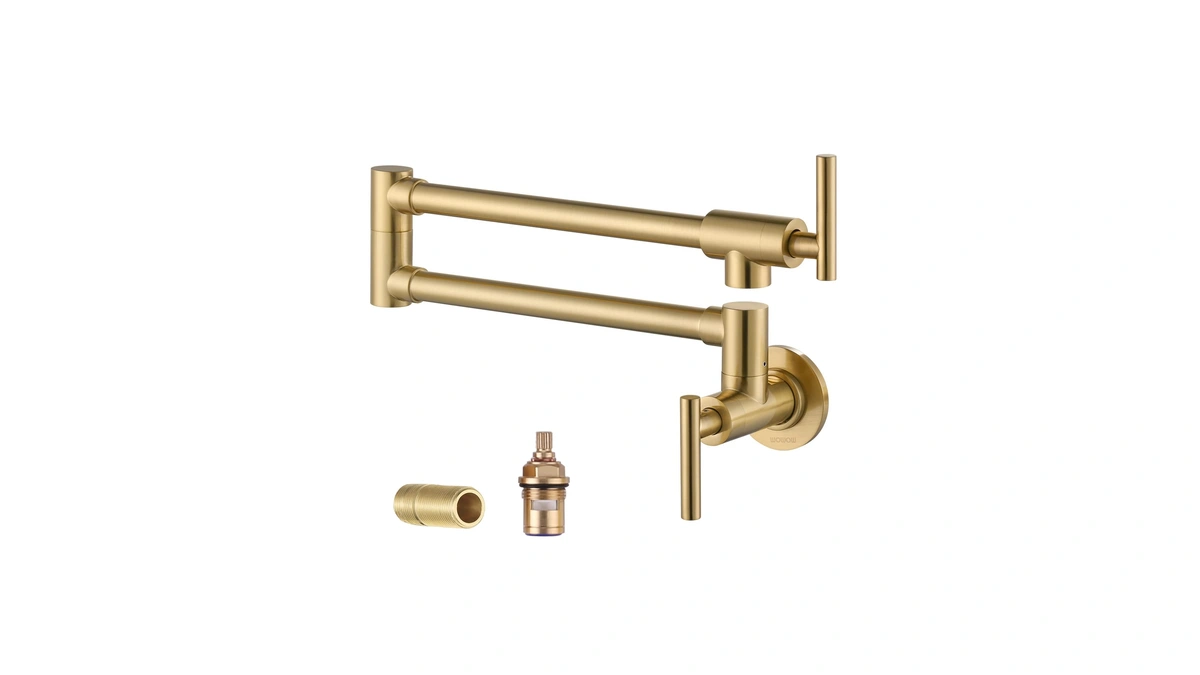 Wowow Pot Filler Faucet Brushed Gold Solid Br...
