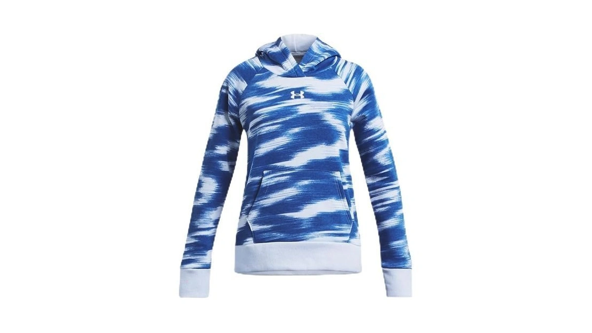 Under Armour Girls' Rival Fleece Printed Hoodie, (464) Nimbus Blue