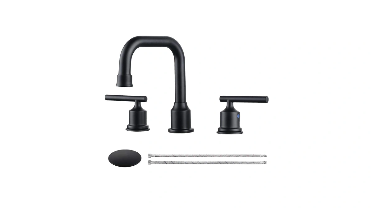 Wowow Two Handles Widespread 8 Inch Bathroom Faucet Black 3