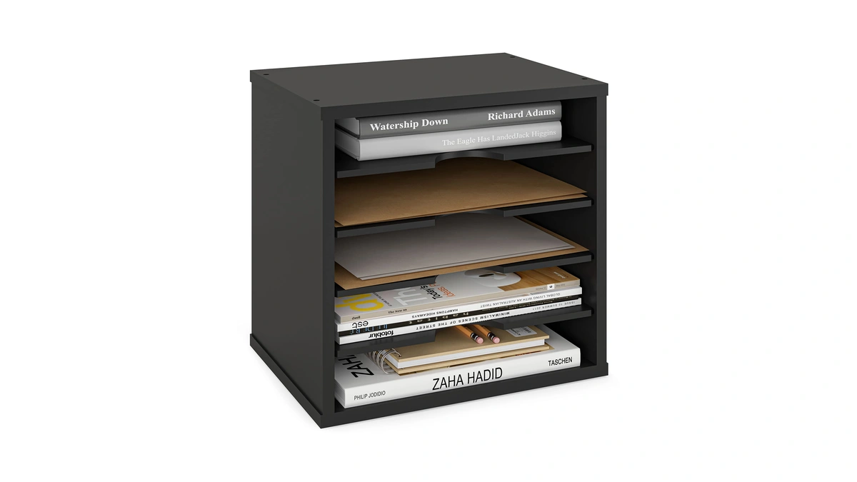 Ballucci 5-tier File Organizer For Desk, Wooden Mail Sorter, Office