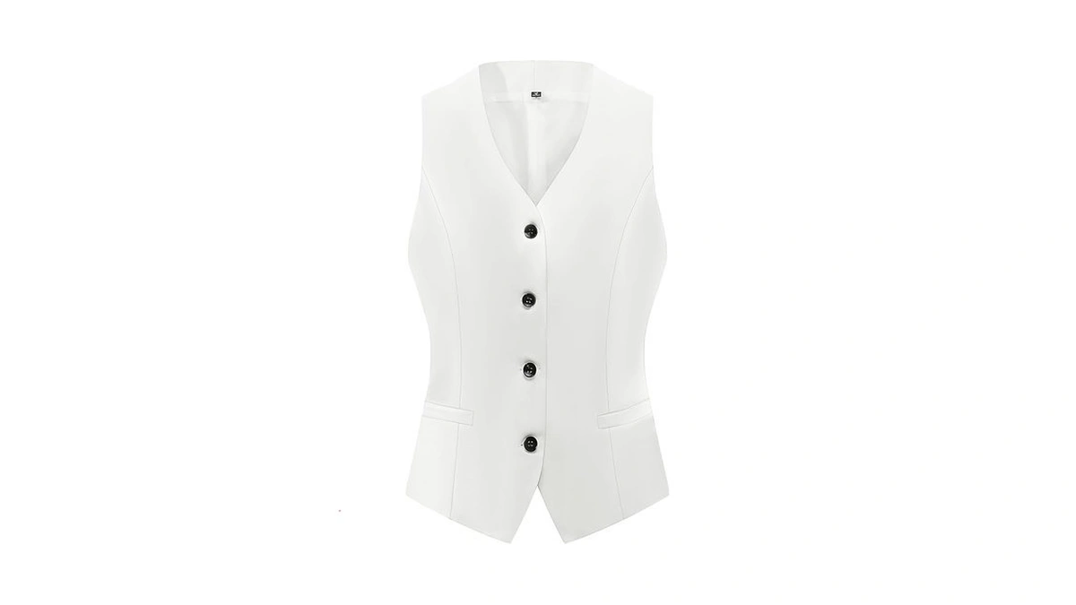 V Vocni Women's Vest Fully Lined 4 Button V-neck Sleeveless