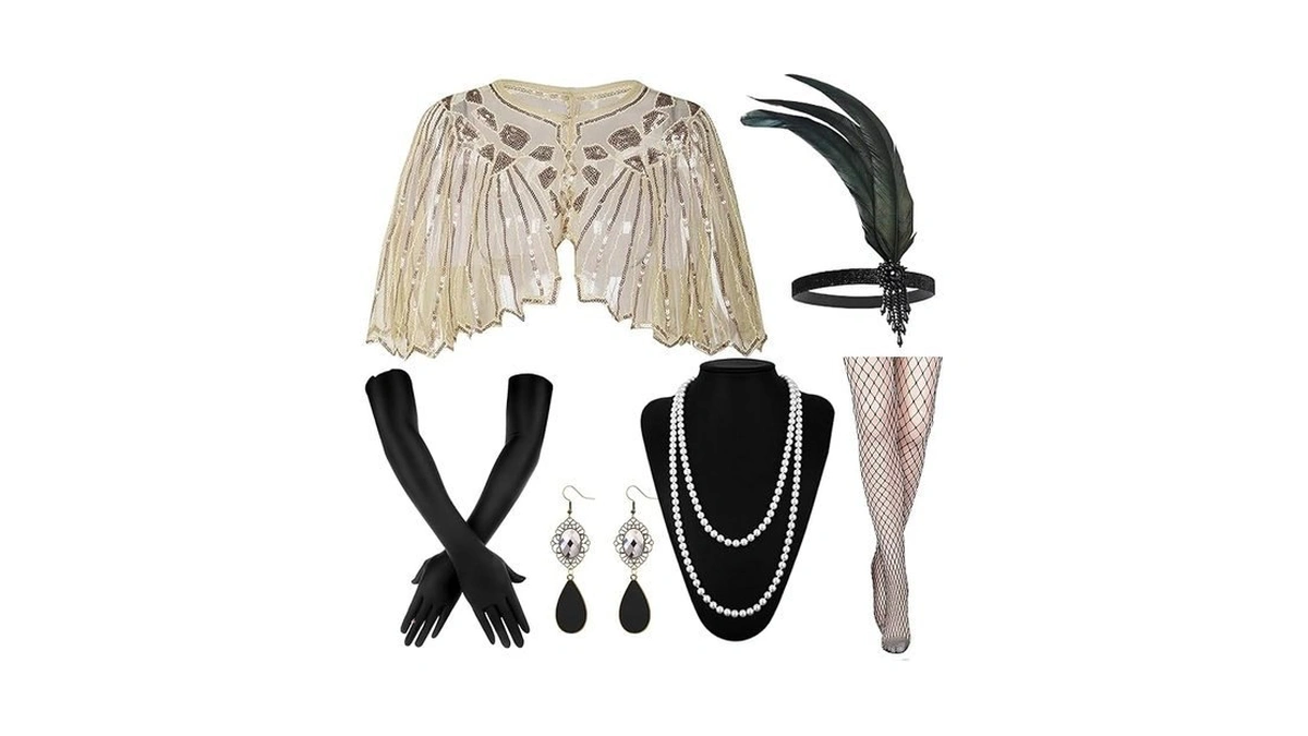 Gohoy 1920s Flapper Accessories Set, Roaring 20s Accessories Women Feather