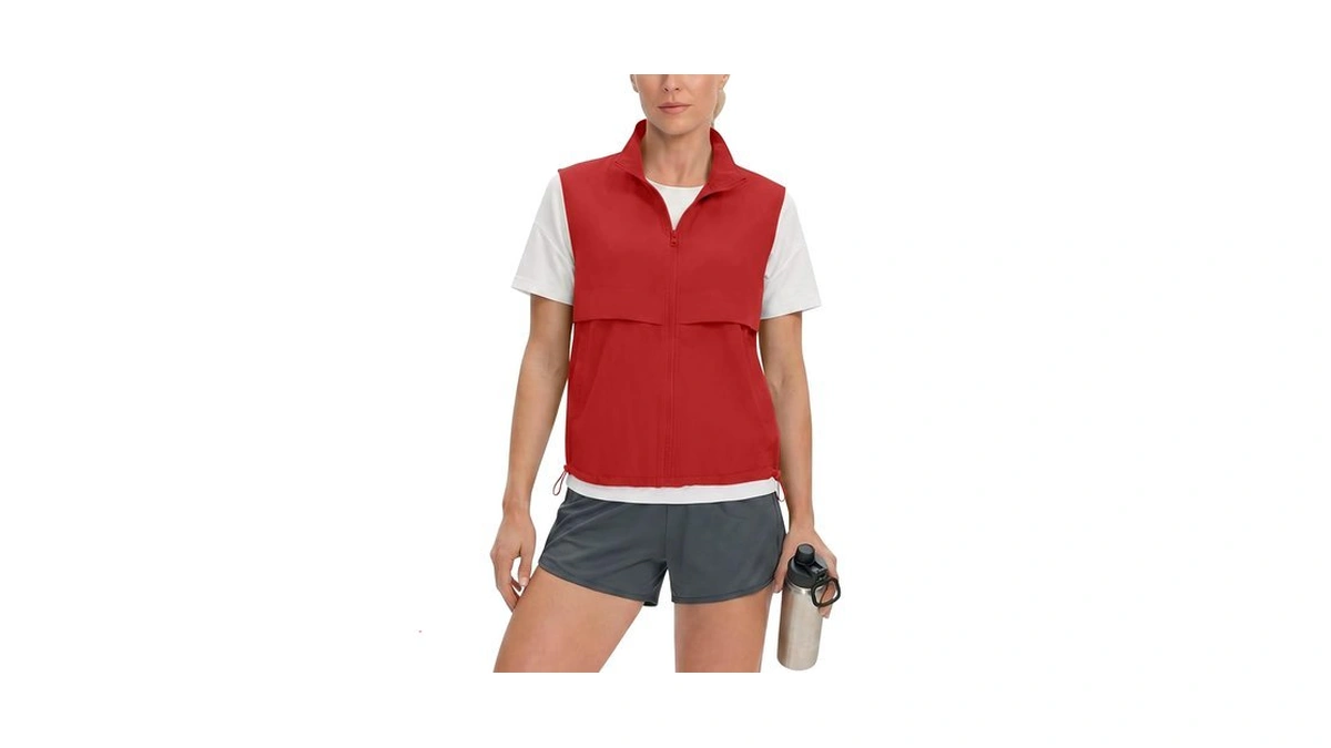 Locachy Women's Lightweight Running Vest Stand Collar Zip Up Summer