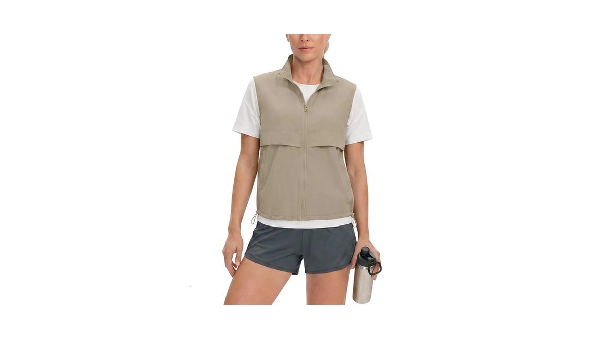 Locachy Women's Lightweight Running Vest Stand Collar Zip Up Summer