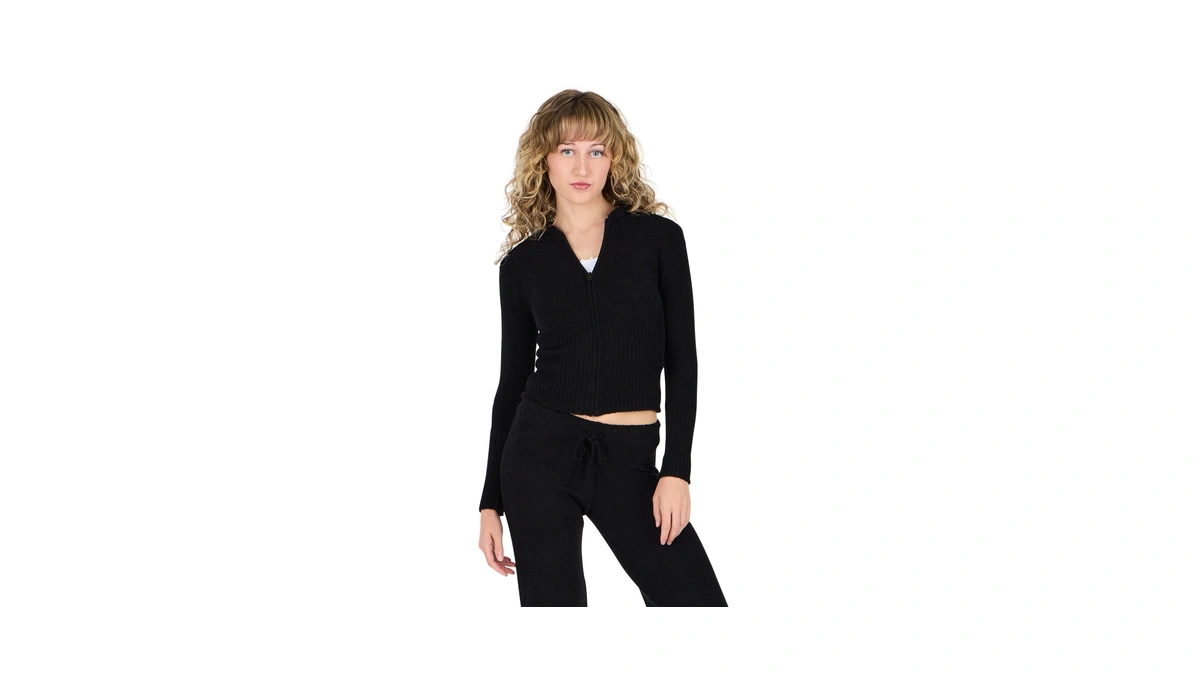 Forever 21 Women's Zip Up Hoodie, Black, Medium