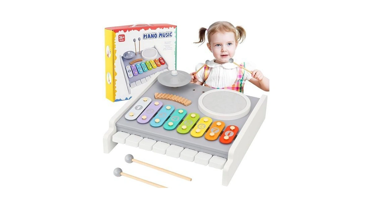 Kids Musical Instruments Piano Drum Set - 5 In 1