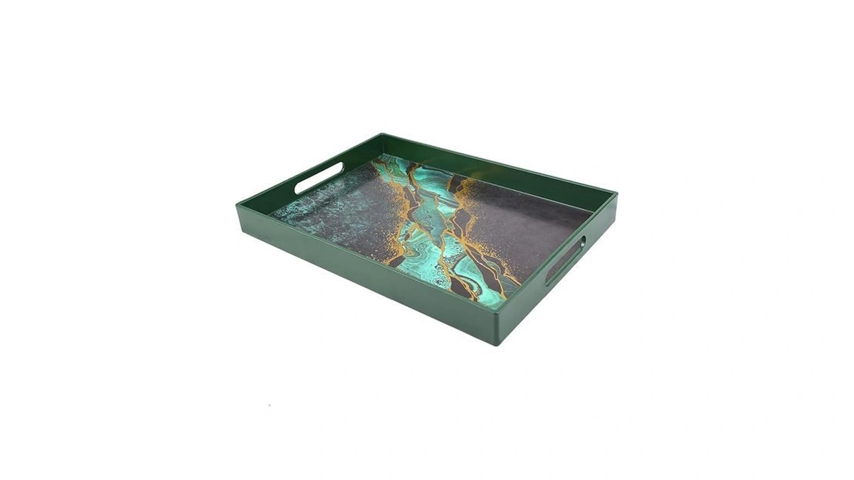 Sforguva Marble Green Decorative Tray For Coffee Table, Ottoman, Rectangular