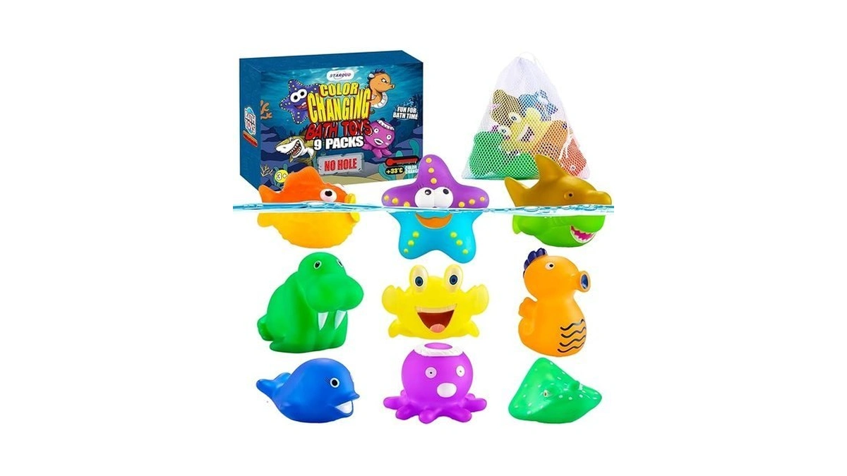 9 Packs Color Changing No Hole Bath Toys For Kids