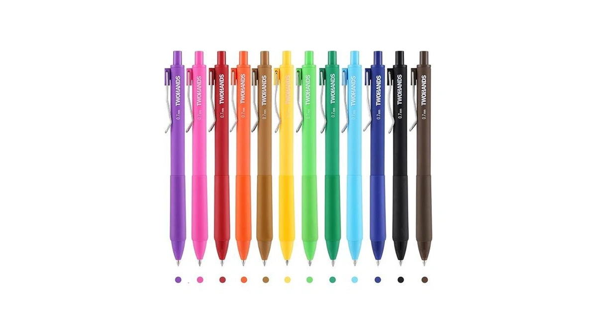 Twohands Colored Gel Pens Fine Point 0.7mm, Quick Dry Colorful