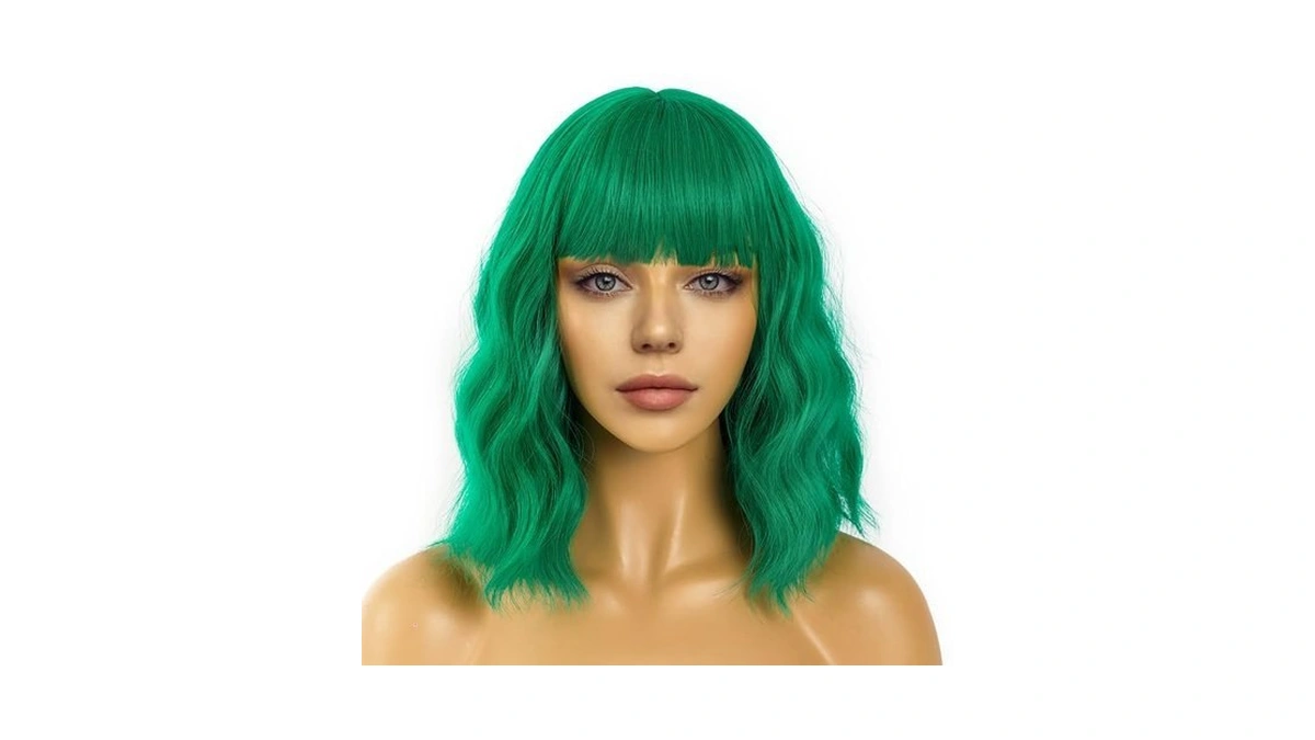 Lancaini Short Bob Wigs With Bangs For Women Loose Wavy