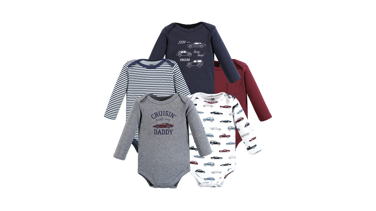 Hudson Baby Unisex Baby Cotton Long-sleeve Bodysuits Cars 5-pack, 3-6