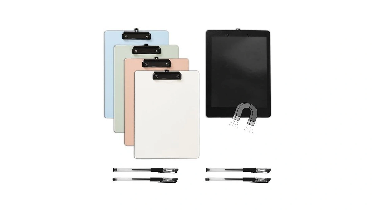 4 Pcs Magnet Clipboard With Pen, 9x12.5 Inch A4 Letter