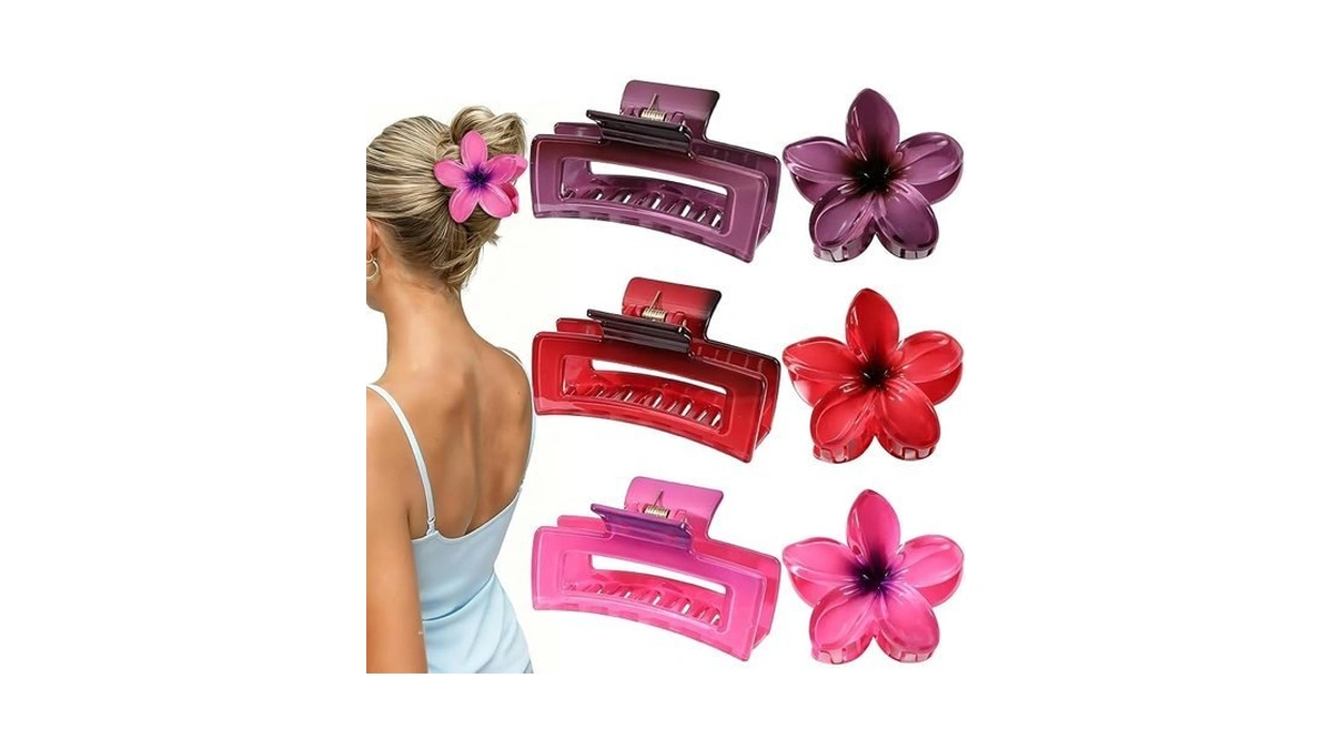 Flower Hair Clips For Women Square Claw Clips For Girls