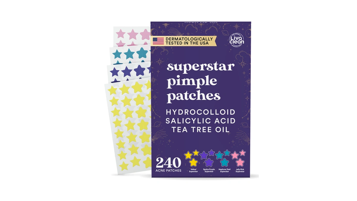 Livaclean 240ct Star Pimple Patches For Face W/ Hydrocolloid, Tea