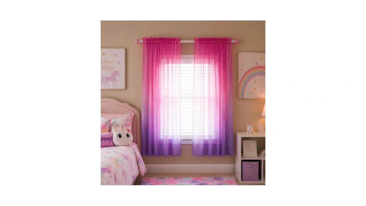 Mrs.naturall Pink And Purple Curtains For Girls Room Decor, Girly