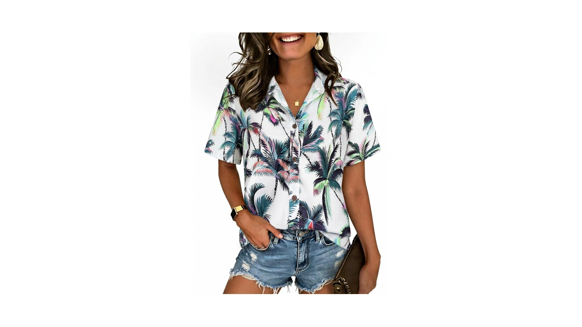 Lilychic Hawaiian Shirts For Women Summer Floral Tropical Print Short