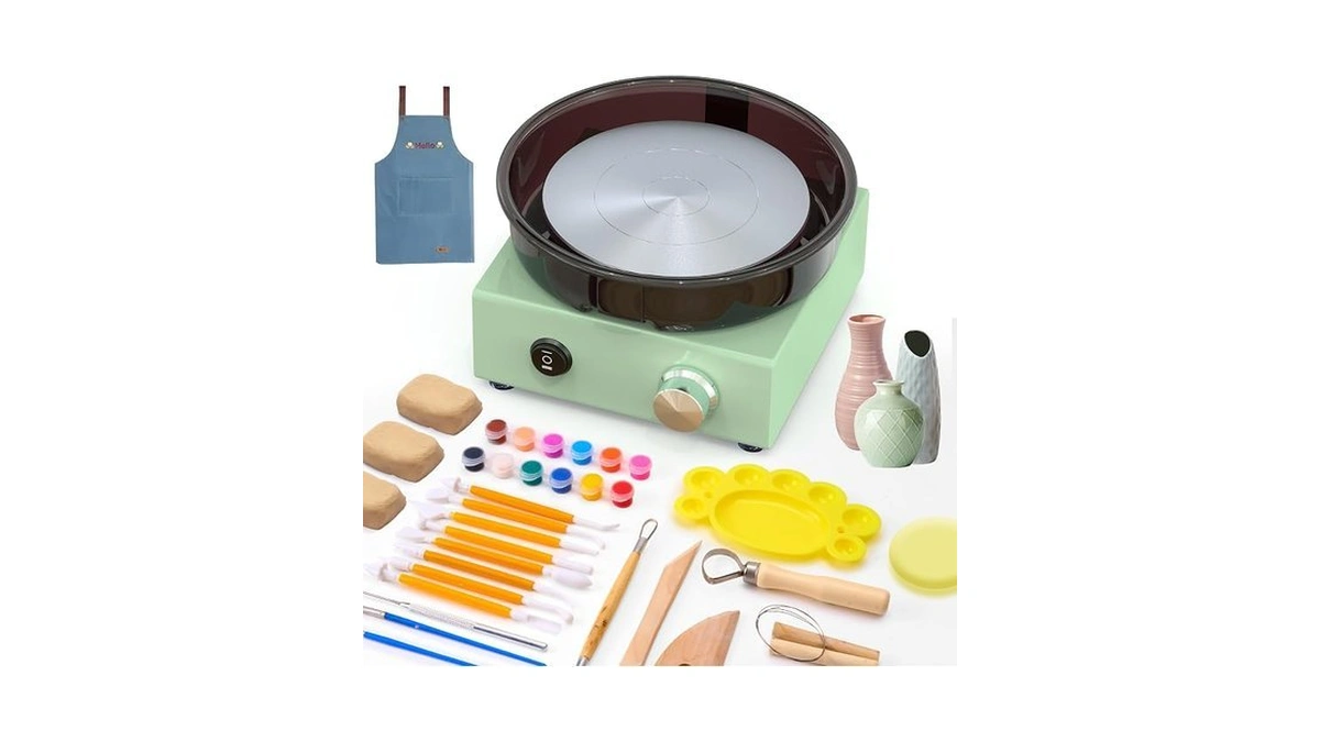 Alldeer Mini Pottery Wheel Kit - 6" Turntable Two-way Rotation