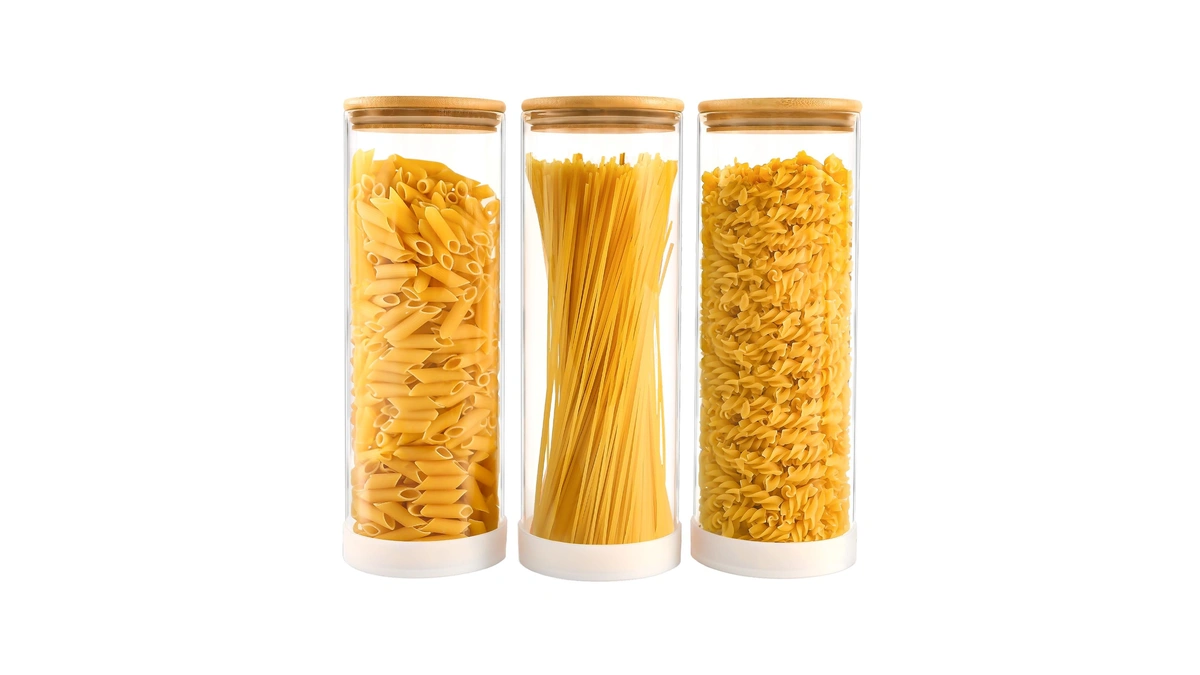 Tbwind 73oz Glass Spaghetti Pasta Containers For Pantry Organization, 3-pack