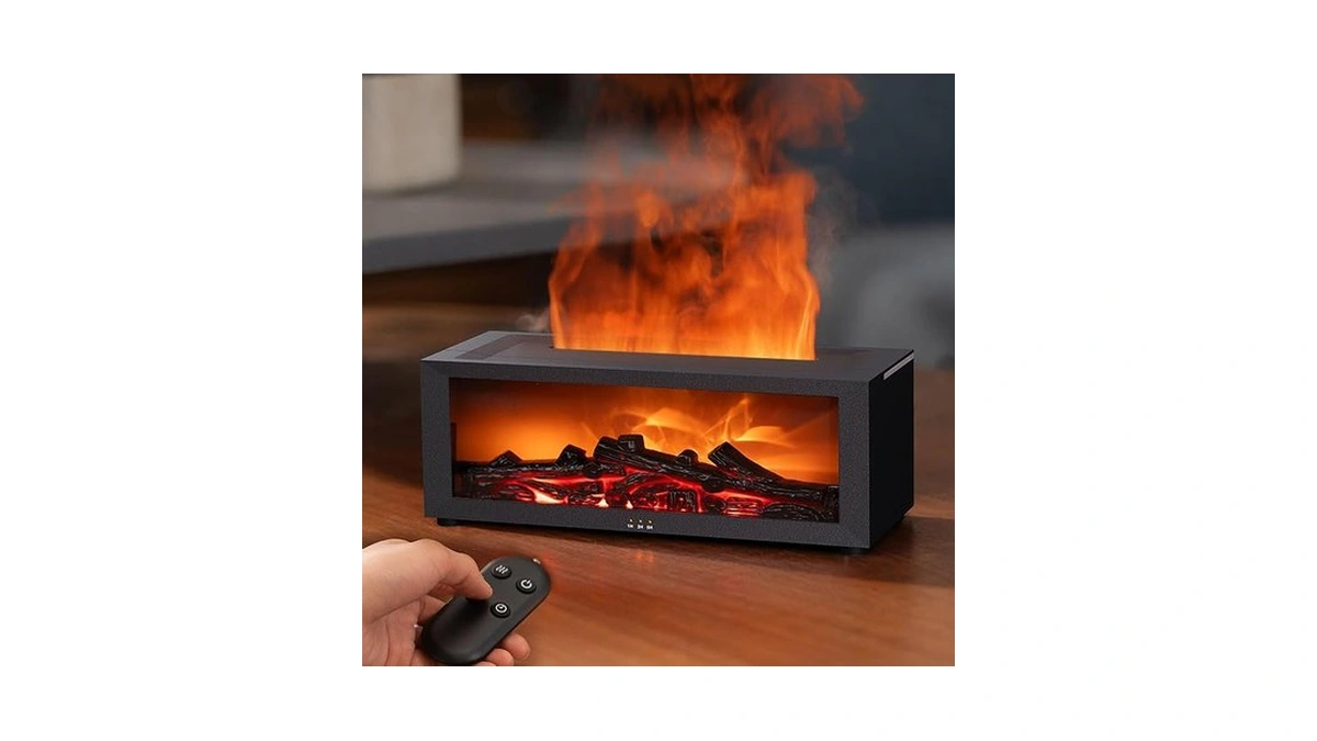 Essential Oil Diffuser, Fireplace Flame Aromatherapy Diffuser With 7 Colors
