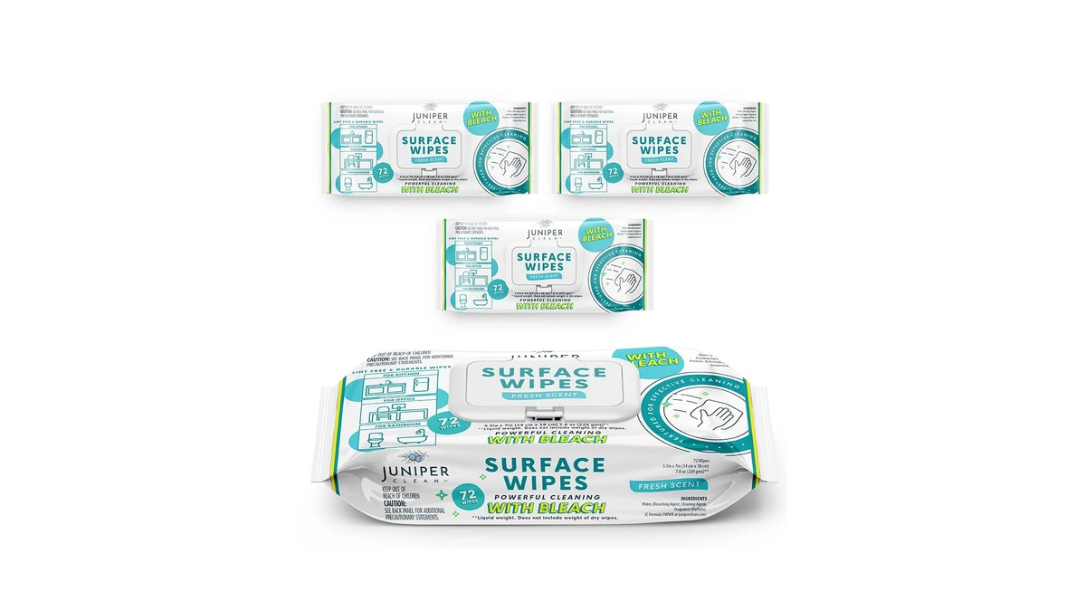 Juniper Clean 3 Pack Surface Cleaning Wipes With Bleach, All-purpose