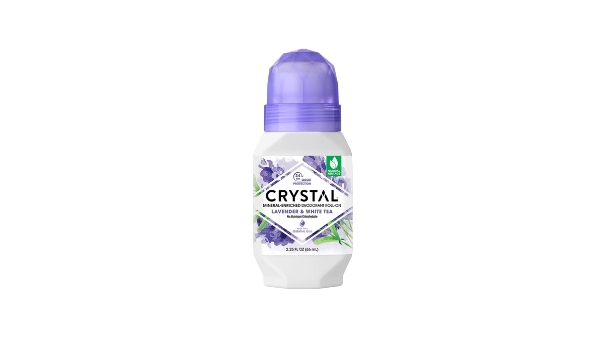Crystal Mineral Deodorant Roll-on, Lavender & White Tea, Purple, 2.25