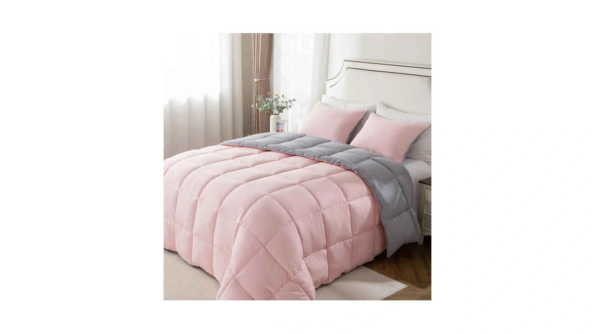 Kasentex Queen Comforter Set – Reversible Dual Color – Goose