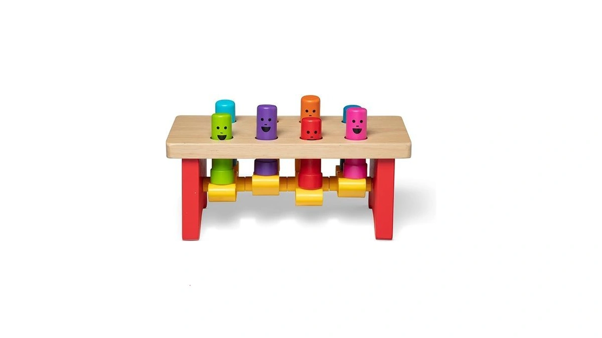 Memelissa & Doug Deluxe Pounding Bench Wooden Preschool Learning Toy