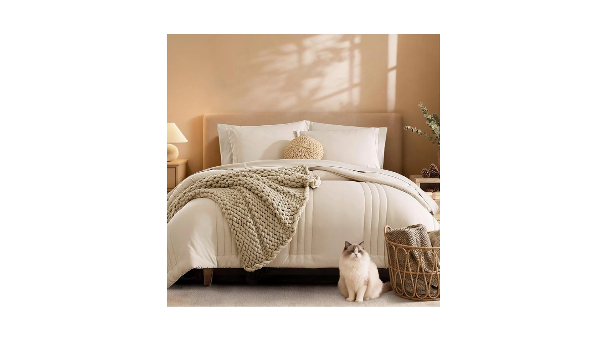 Monbix King Size Comforter Set - 7 Pieces Bed In