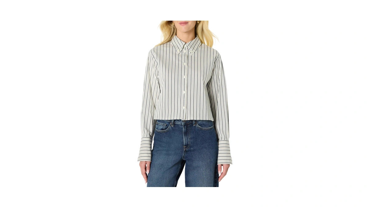 Amazon Essentials Women's Oversized-fit Stretch Poplin Button-down Dress Shirt, Cotton