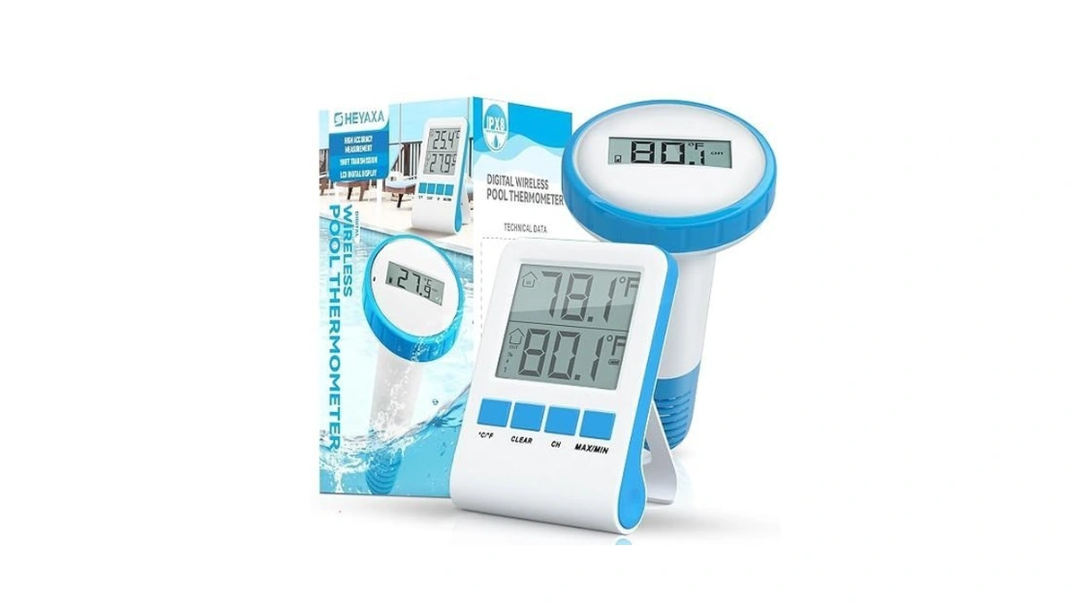Heyaxa Wireless Pool Thermometer, Ipx8 Waterproof Floating Digital Pool Thermometer