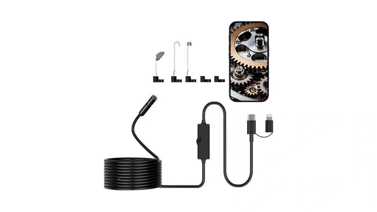 Endoscope Camera With Light, 16.4ft Semi-rigid Snake Inspection Camera, 1920p