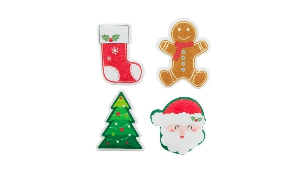 4 Pcs Christmas Cleaning Sponges Kitchen Scrub Sponge Cute Reusable