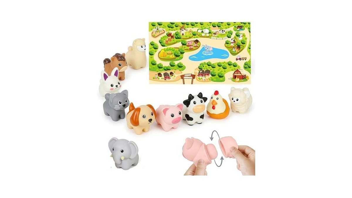 Cztcdp 10pcs Farm Animal Toys With Activity Map, Montessori Fine