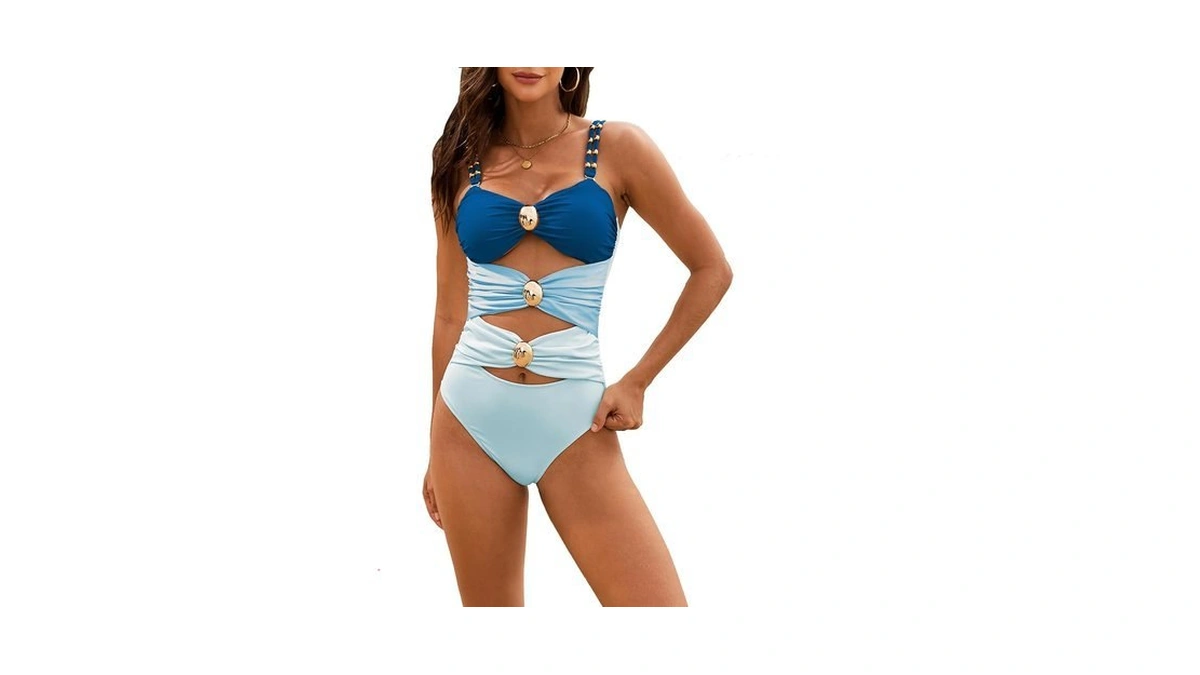 Salent Womens One Piece Swimsuits 2025 Cutout Colorblock Swimwear Sexy