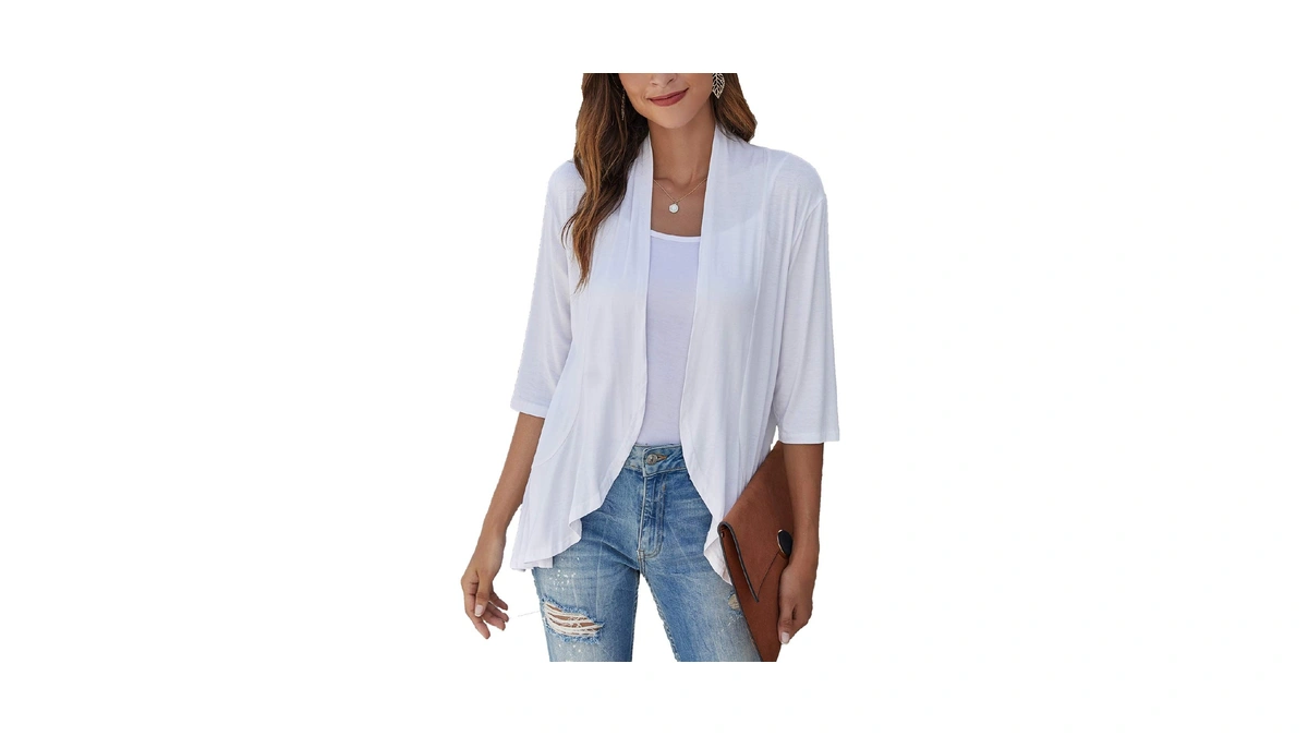 Bluetime Women Casual Lightweight Open Front Cardigans Soft Draped Ruffles