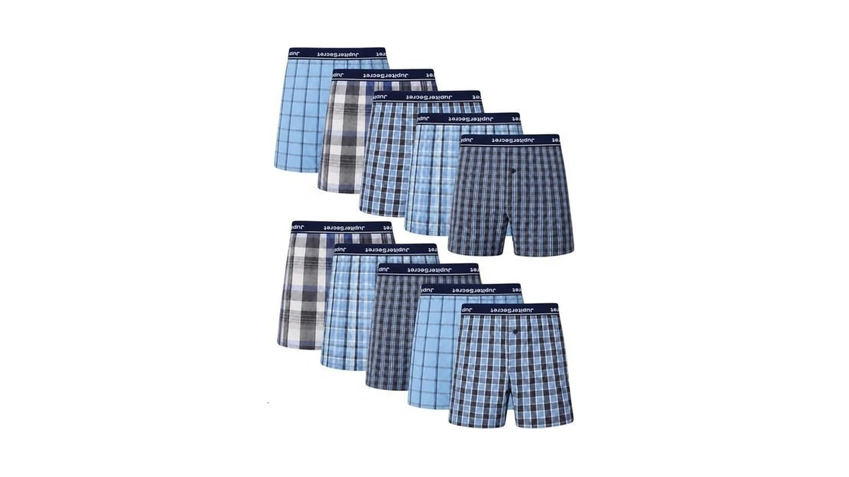 Jupitersecret Mens Boxer Shorts Inverted Waistband 100% Cotton Men's Classic