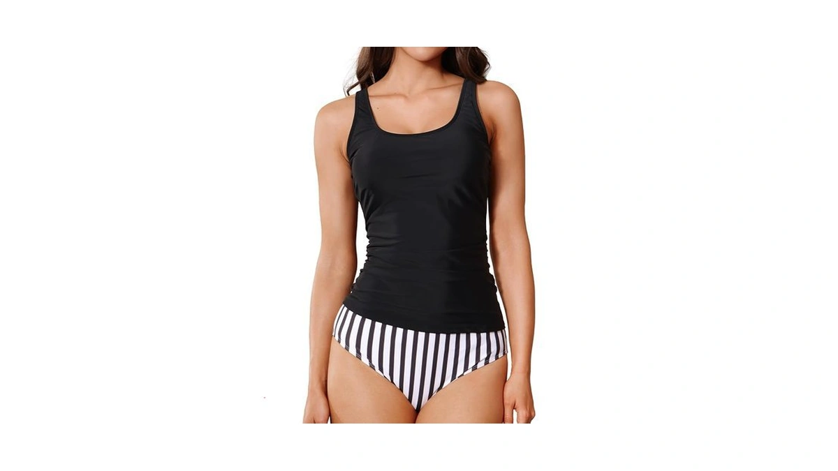 Trifabricy Tankini Swimsuits For Women - Two Piece Ruched Tummy