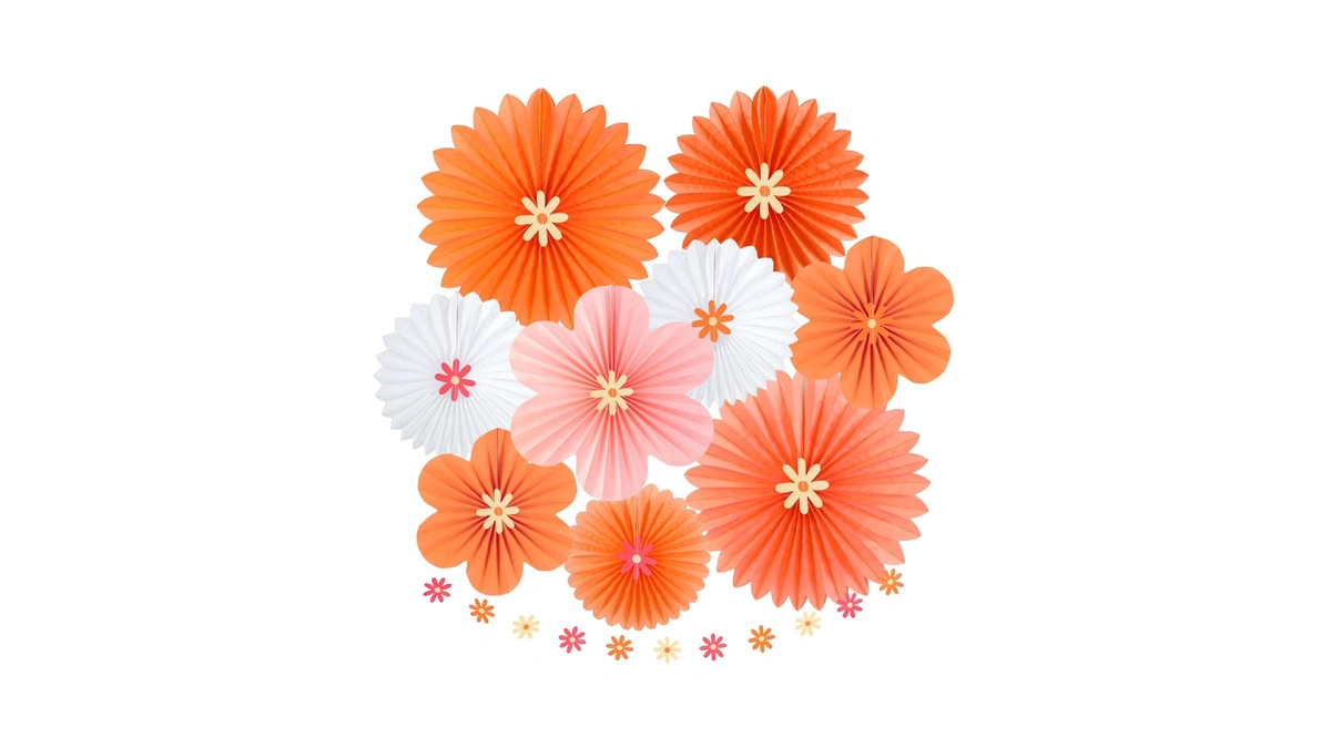 Sunbeauty Paper Flowers Decorations For Wall, Spring Pink And Orange