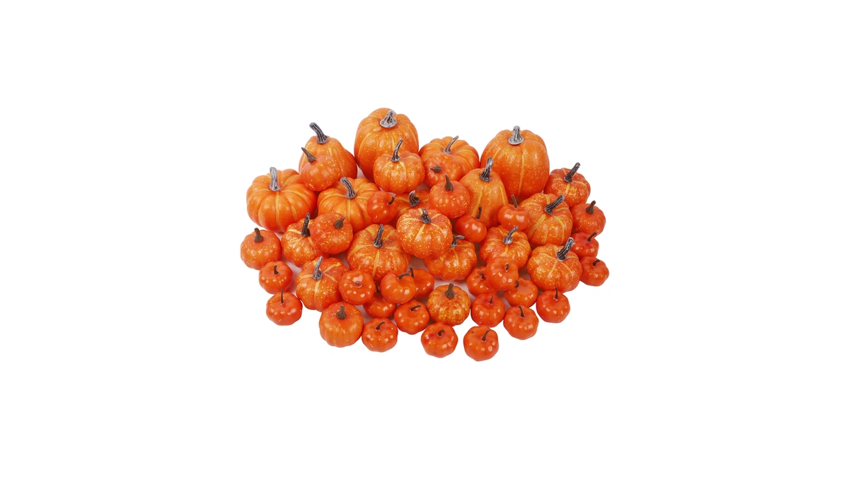 Winemana 46 Pcs Artificial Pumpkins Fall Decorations, Orange