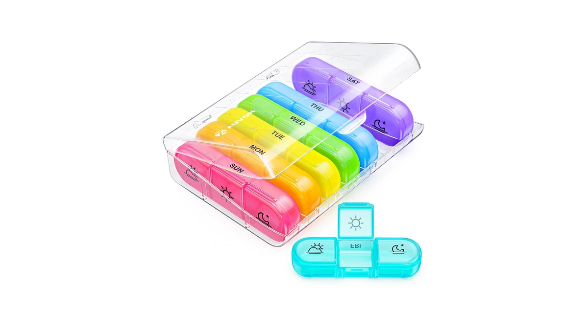 Auvon Weekly Pill Organizer 3 Times A Day, Large 7
