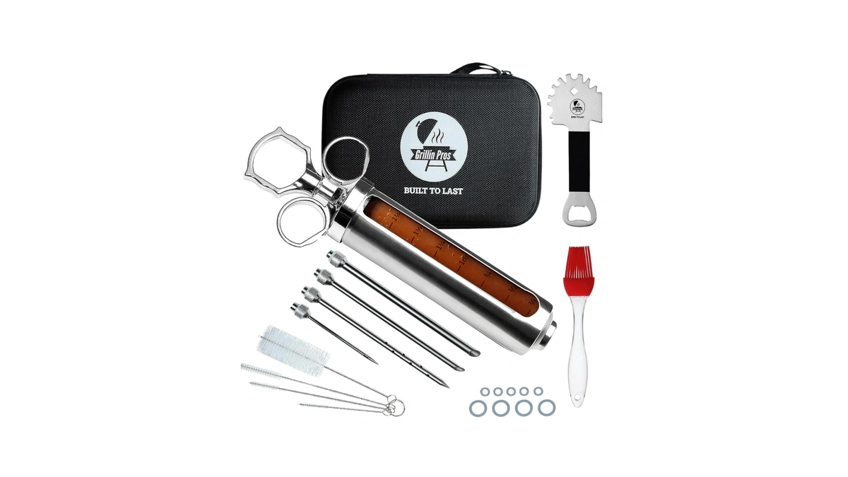 Professional Meat Injector Marinade Syringe Kit For Smoking & Grilling