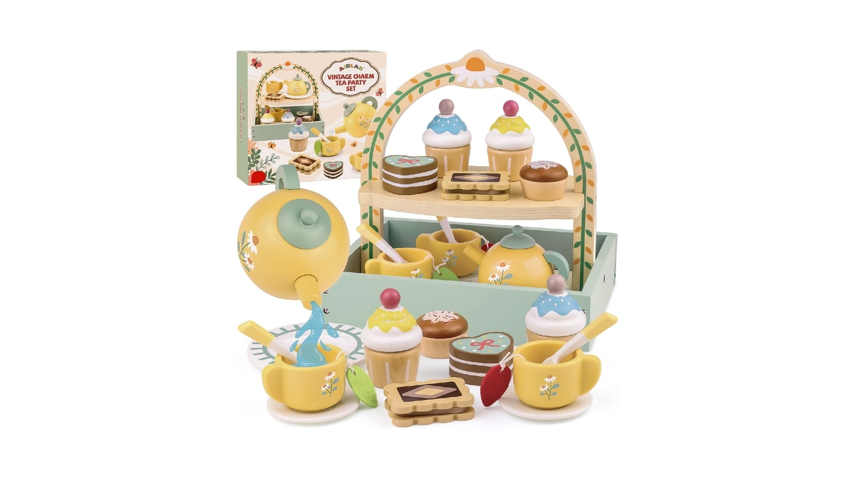 Wooden Tea Sets For Little Girls Play Food Cake Pretend